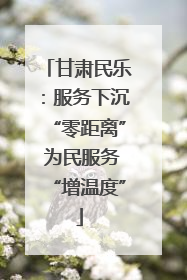 甘肃民乐：服务下沉“零距离” 为民服务“增温度”
