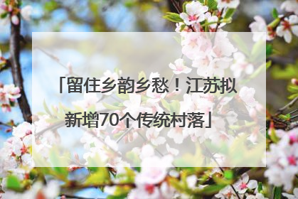 留住乡韵乡愁！江苏拟新增70个传统村落