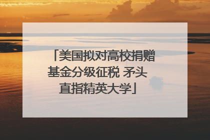 美国拟对高校捐赠基金分级征税 矛头直指精英大学
