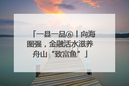 一县一品⑥丨向海图强，金融活水滋养舟山“致富鱼”