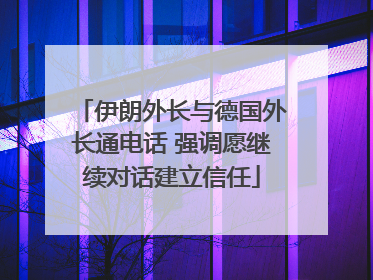 伊朗外长与德国外长通电话 强调愿继续对话建立信任