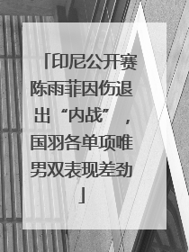 印尼公开赛陈雨菲因伤退出“内战”，国羽各单项唯男双表现差劲