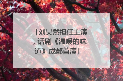 刘昊然担任主演，话剧《温暖的味道》成都首演