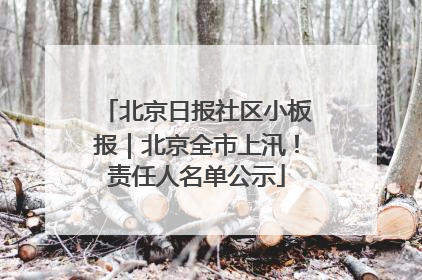 北京日报社区小板报｜北京全市上汛！责任人名单公示