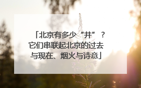北京有多少“井”？它们串联起北京的过去与现在、烟火与诗意