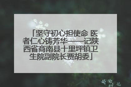 坚守初心担使命 医者仁心铸芳华——记陕西省商南县十里坪镇卫生院副院长贾胡委