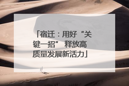 宿迁：用好“关键一招” 释放高质量发展新活力