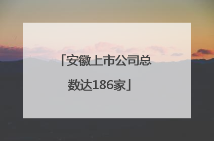 安徽上市公司总数达186家