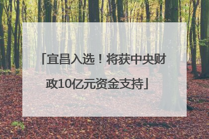 宜昌入选！将获中央财政10亿元资金支持