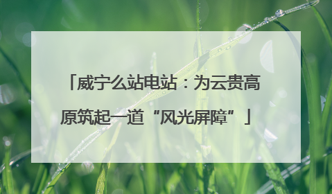 威宁么站电站：为云贵高原筑起一道“风光屏障”