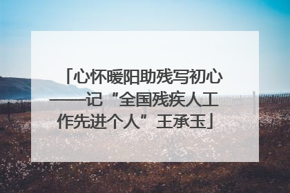 心怀暖阳助残写初心——记“全国残疾人工作先进个人”王承玉