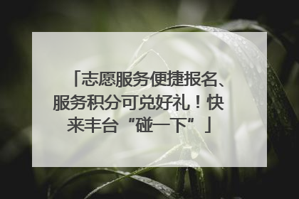 志愿服务便捷报名、服务积分可兑好礼！快来丰台“碰一下”
