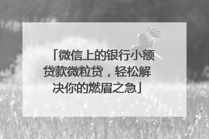 微信上的银行小额贷款微粒贷，轻松解决你的燃眉之急