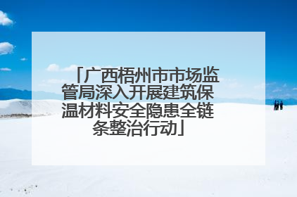 广西梧州市市场监管局深入开展建筑保温材料安全隐患全链条整治行动