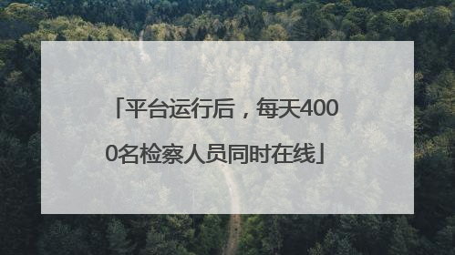 平台运行后，每天4000名检察人员同时在线