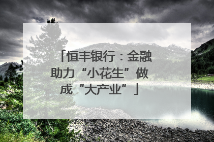 恒丰银行：金融助力“小花生”做成“大产业”