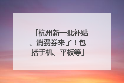 杭州新一批补贴、消费券来了！包括手机、平板等