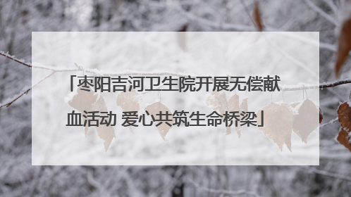 枣阳吉河卫生院开展无偿献血活动 爱心共筑生命桥梁