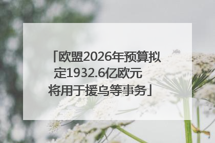 欧盟2026年预算拟定1932.6亿欧元 将用于援乌等事务