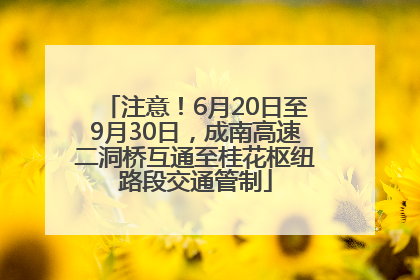 注意！6月20日至9月30日，成南高速二洞桥互通至桂花枢纽路段交通管制