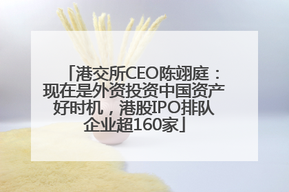 港交所CEO陈翊庭：现在是外资投资中国资产好时机，港股IPO排队企业超160家