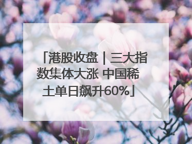 港股收盘｜三大指数集体大涨 中国稀土单日飙升60%