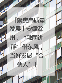 聚焦高质量发展丨安徽滁州：“融圈进群”借东风，当好发展“合伙人”