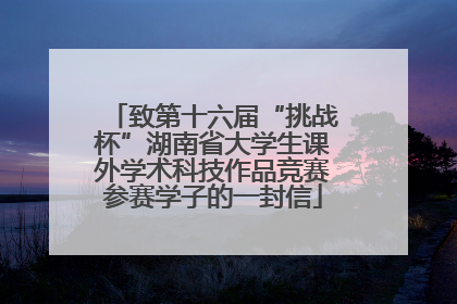 致第十六届“挑战杯”湖南省大学生课外学术科技作品竞赛参赛学子的一封信
