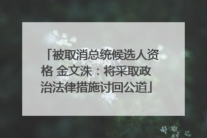 被取消总统候选人资格 金文洙：将采取政治法律措施讨回公道