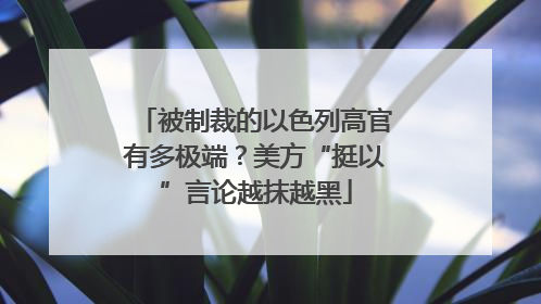 被制裁的以色列高官有多极端？美方“挺以”言论越抹越黑