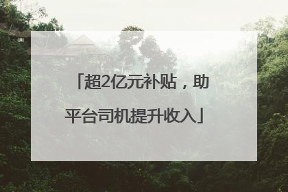 超2亿元补贴，助平台司机提升收入