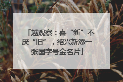 越观察：喜“新”不厌“旧”，绍兴新添一张国字号金名片