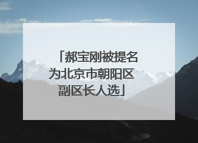 郝宝刚被提名为北京市朝阳区副区长人选