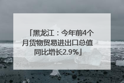 黑龙江：今年前4个月货物贸易进出口总值同比增长2.9%