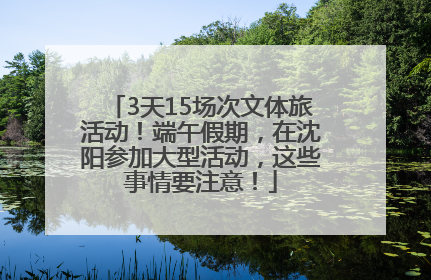 3天15场次文体旅活动！端午假期，在沈阳参加大型活动，这些事情要注意！