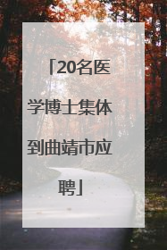 20名医学博士集体到曲靖市应聘